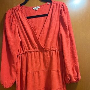 Vibrant Red Long Sleeve Dress